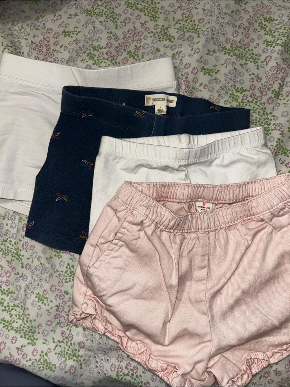 Crewcuts Girls' Pink, White & Navy Cotton Shorts Pack